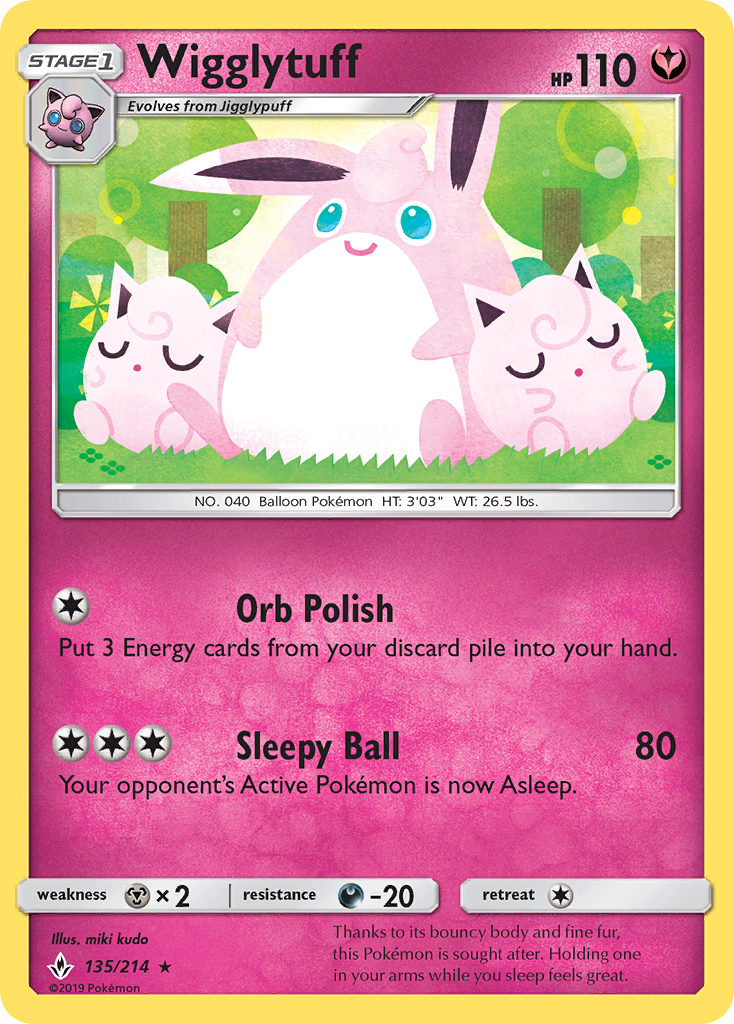 Wigglytuff (135/214) [Sun & Moon: Unbroken Bonds] | Card Merchant Takapuna