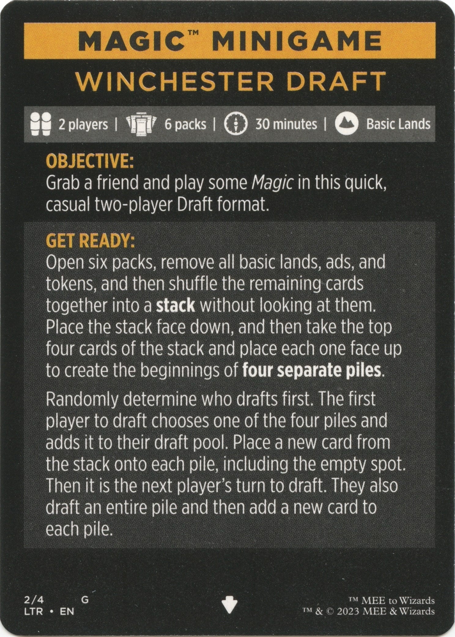Winchester Draft (Magic Minigame) [The Lord of the Rings: Tales of Middle-Earth Minigame] | Card Merchant Takapuna