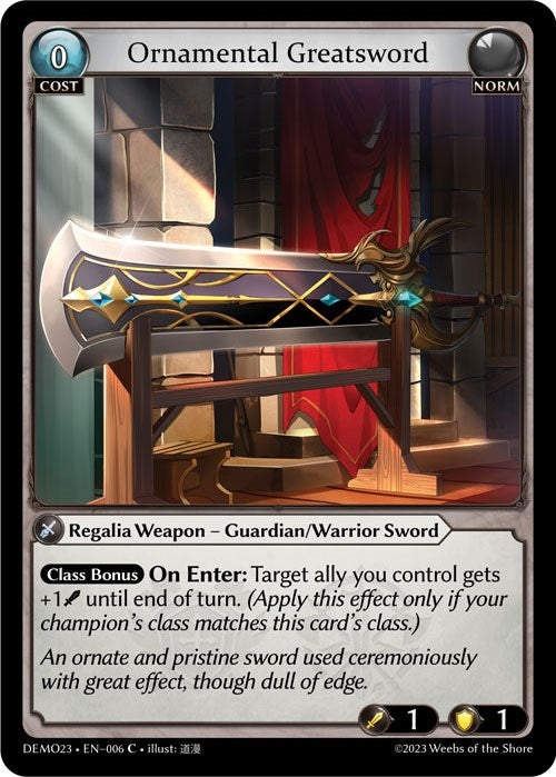 Ornamental Greatsword (006) [2023 Demo Deck] | Card Merchant Takapuna