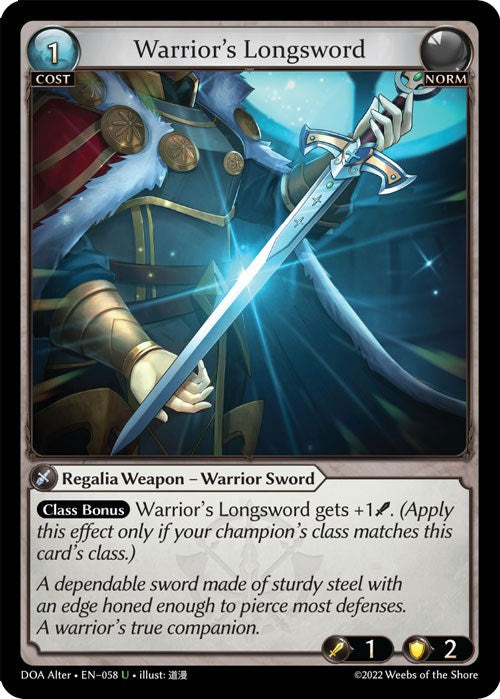 Warrior's Longsword (058) [Dawn of Ashes: Alter Edition] | Card Merchant Takapuna