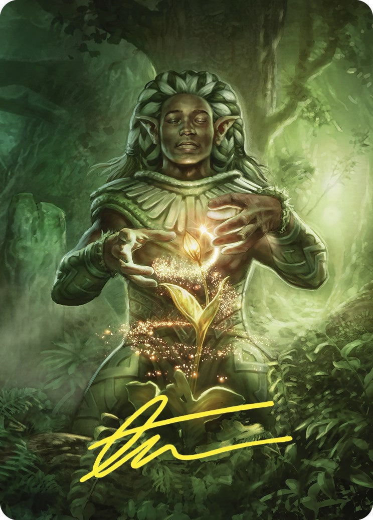 Elvish Mystic Art Card (Gold-Stamped Signature) [Commander Masters Art Series] | Card Merchant Takapuna