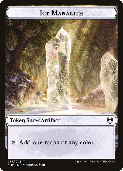 Human Warrior // Icy Manalith Double-Sided Token [Kaldheim Tokens]