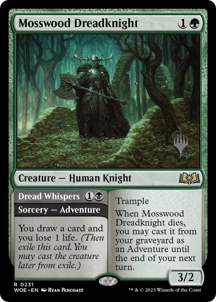 Mosswood Dreadknight // Dread Whispers (Promo Pack) [Wilds of Eldraine Promos] | Card Merchant Takapuna