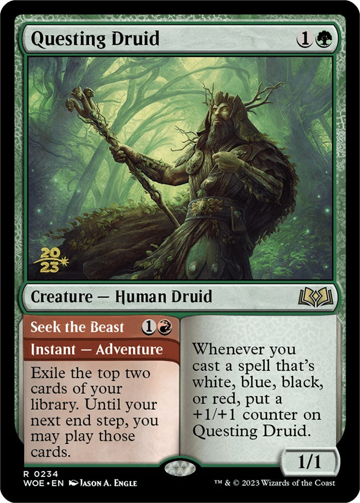 Questing Druid // Seek the Beast [Wilds of Eldraine Prerelease Promos] | Card Merchant Takapuna