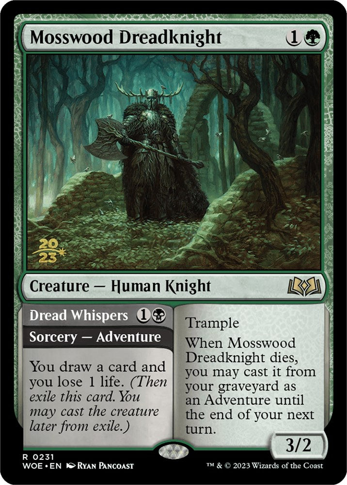 Mosswood Dreadknight // Dread Whispers (Promo Pack) [Wilds of Eldraine Promos] | Card Merchant Takapuna