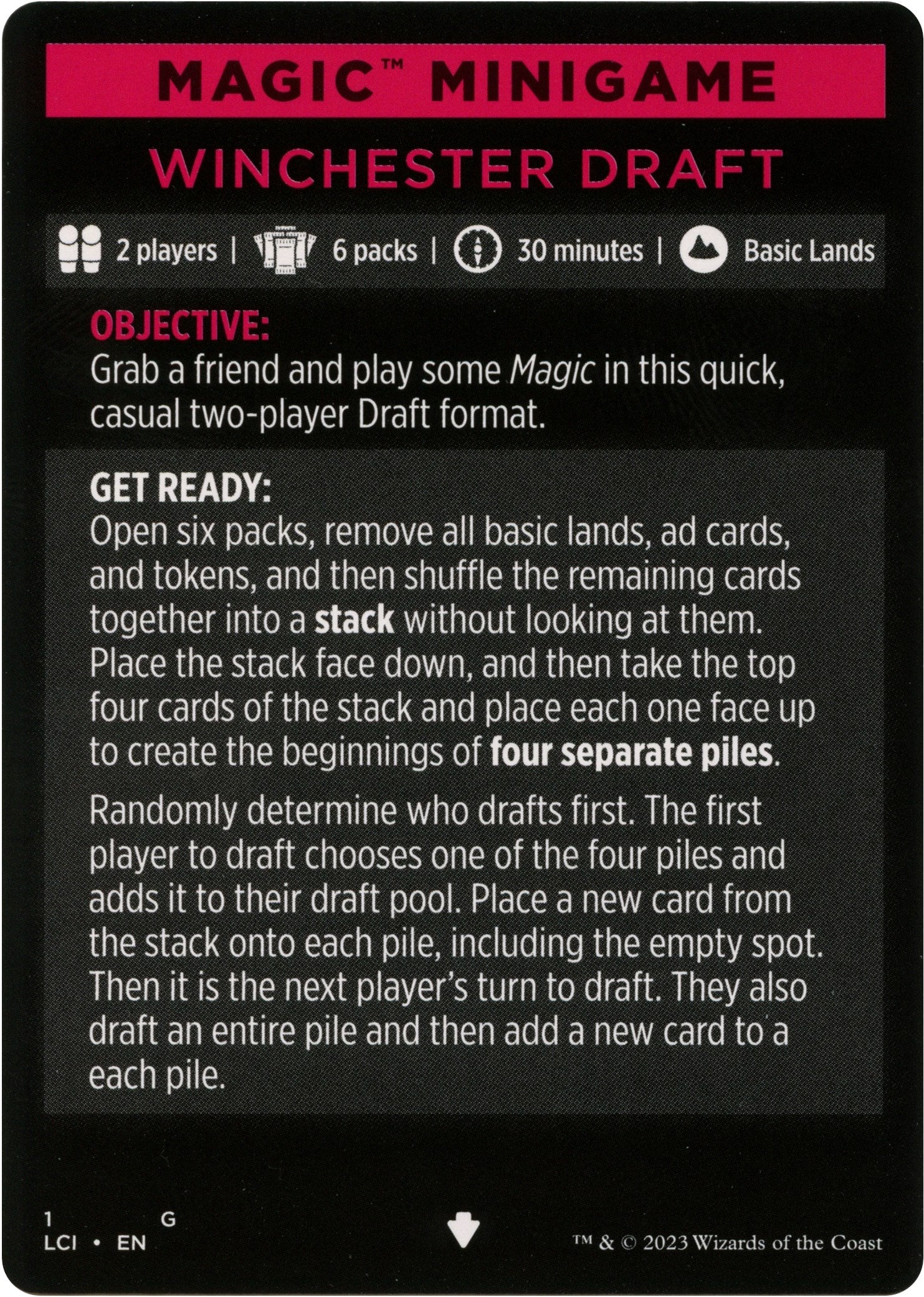 Winchester Draft (Magic Minigame) [The Lost Caverns of Ixalan Minigame] | Card Merchant Takapuna