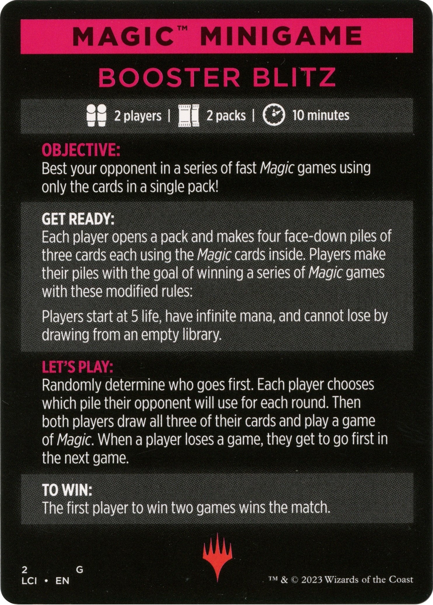 Booster Blitz (Magic Minigame) [The Lost Caverns of Ixalan Minigame] | Card Merchant Takapuna