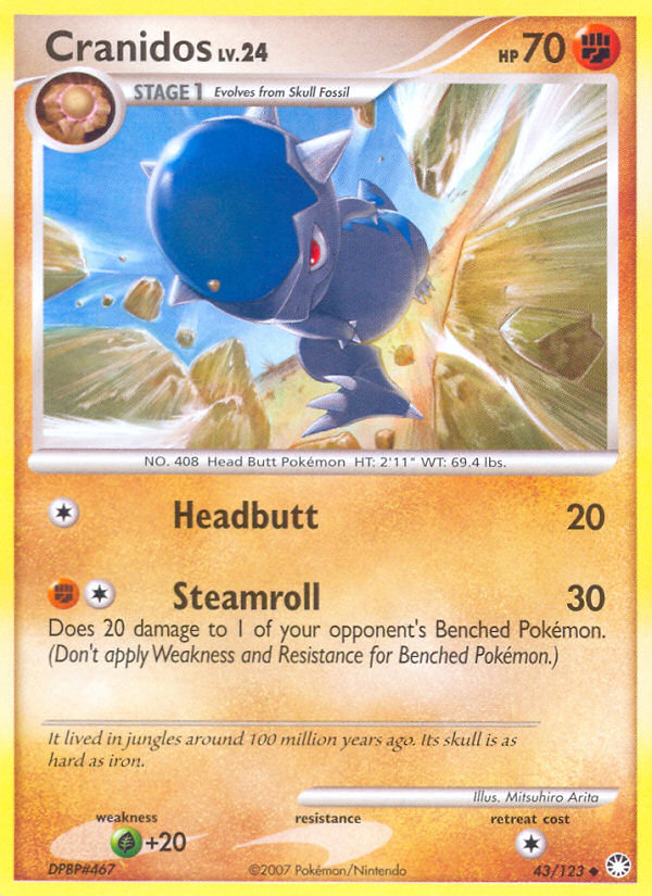 Cranidos (43/123) [Diamond & Pearl: Mysterious Treasures] | Card Merchant Takapuna