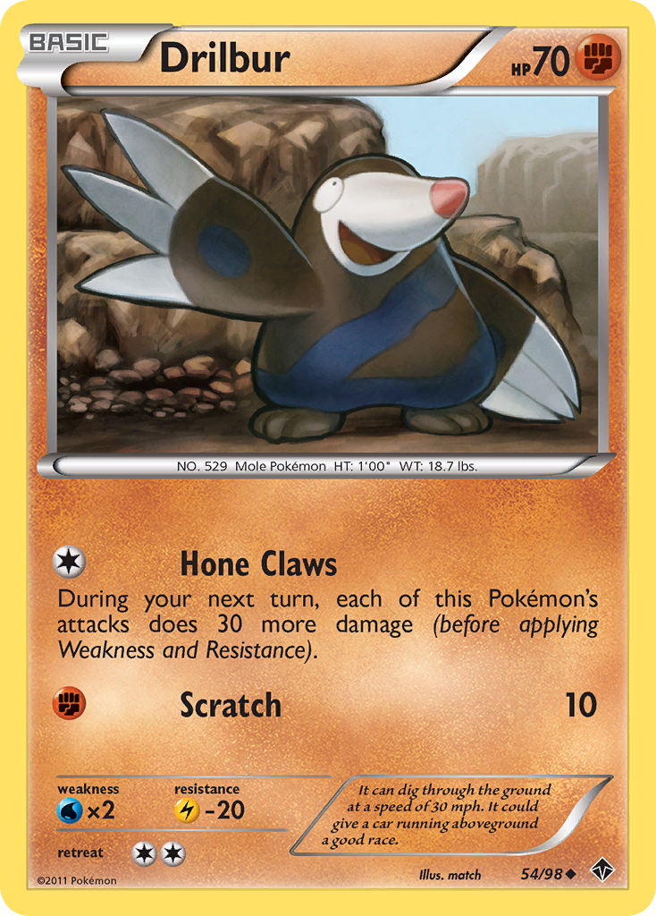 Drilbur (54/98) [Black & White: Emerging Powers] | Card Merchant Takapuna