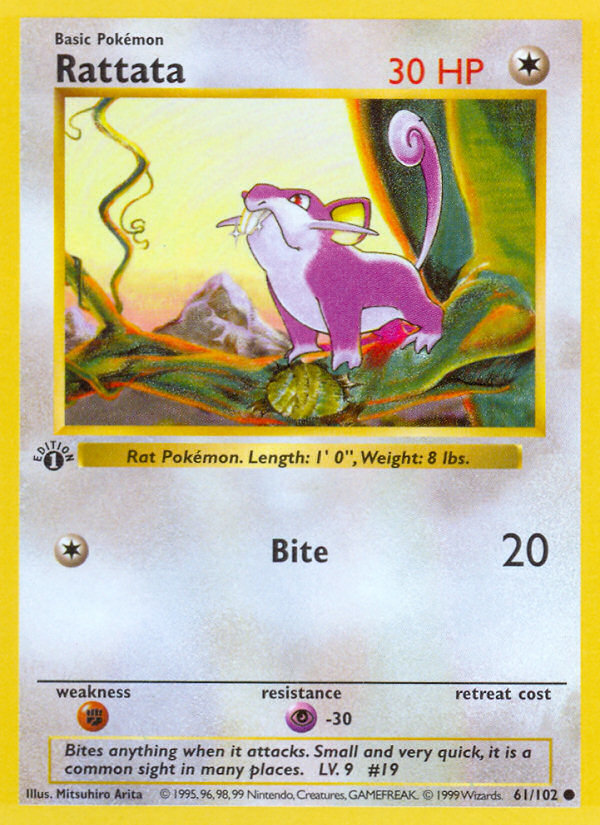 Rattata (61/102) (Shadowless) [Base Set 1st Edition] | Card Merchant Takapuna