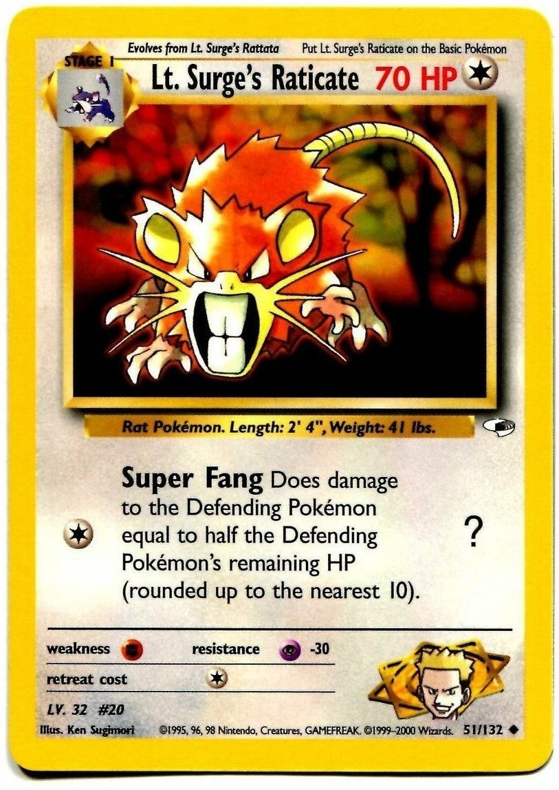 Lt. Surge's Raticate (51/132) [Gym Heroes Unlimited] | Card Merchant Takapuna