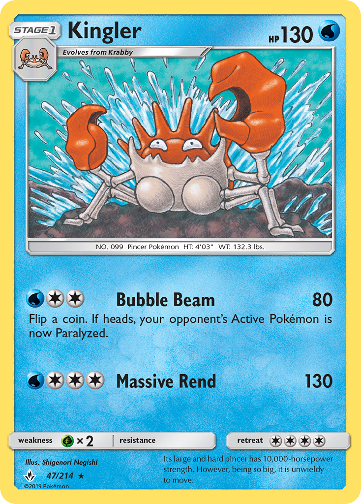 Kingler (47/214) [Sun & Moon: Unbroken Bonds] | Card Merchant Takapuna