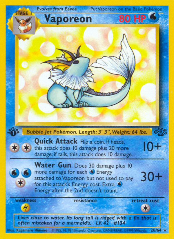 Vaporeon (28/64) [Jungle 1st Edition] | Card Merchant Takapuna