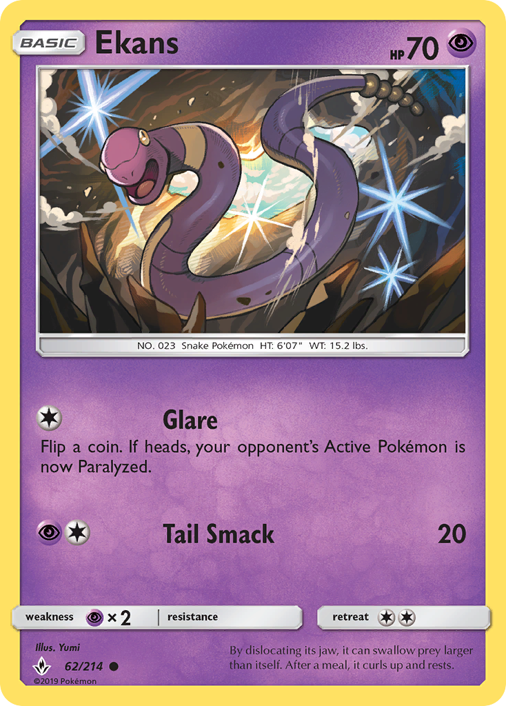 Ekans (62/214) [Sun & Moon: Unbroken Bonds] | Card Merchant Takapuna