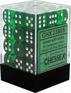 Chessex Dice Cube - Translucent Green/white | Card Merchant Takapuna