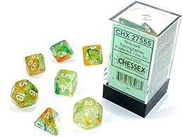 Chessex 7 Dice set - Nebula (Spring/ White) Luminary | Card Merchant Takapuna