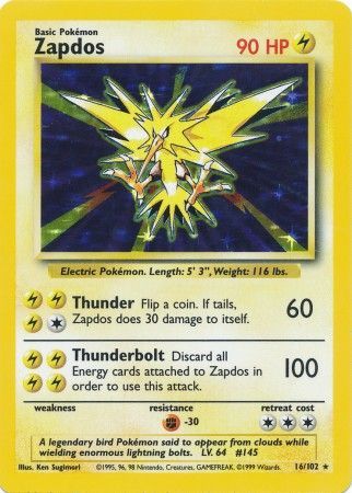 Zapdos (16/102) [Base Set Unlimited] | Card Merchant Takapuna