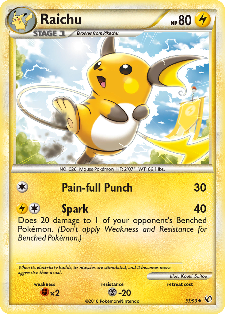 Raichu (33/90) [HeartGold & SoulSilver: Undaunted] | Card Merchant Takapuna