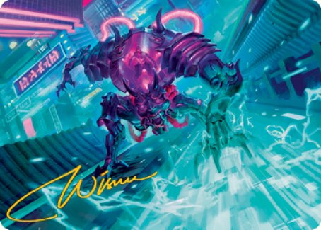 Surgehacker Mech Art Card (Gold-Stamped Signature) [Kamigawa: Neon Dynasty Art Series] | Card Merchant Takapuna