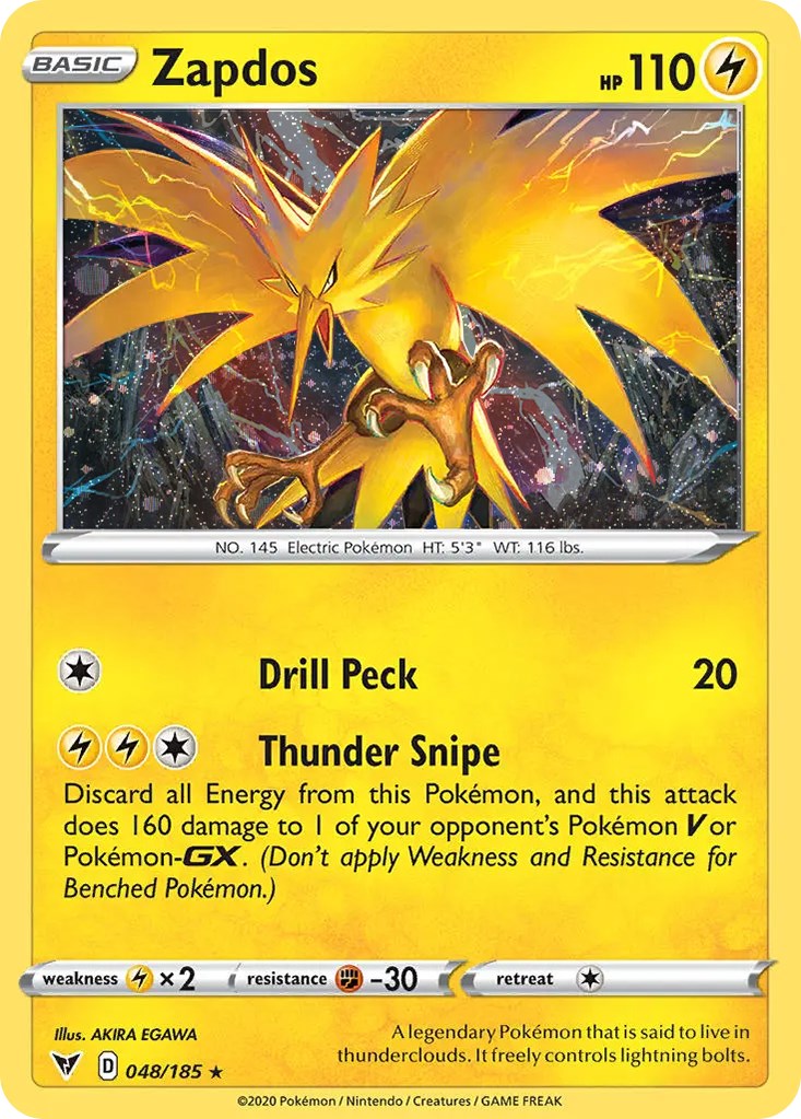 Zapdos (048/185) (Cosmos Holo) [Sword & Shield: Vivid Voltage] | Card Merchant Takapuna
