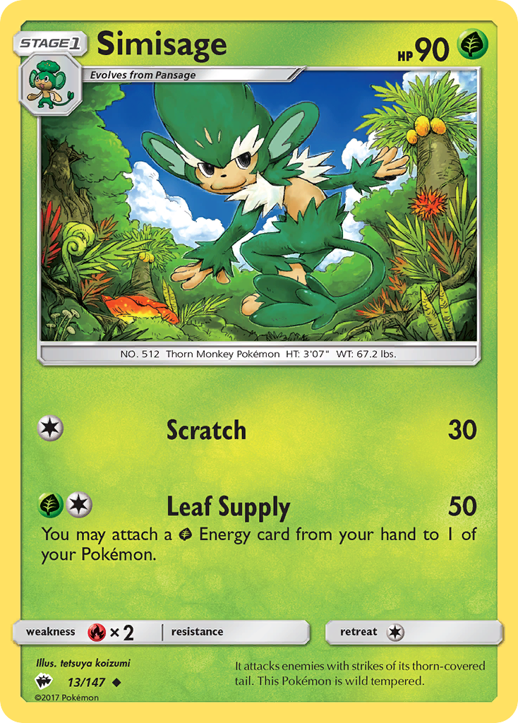 Simisage (13/147) [Sun & Moon: Burning Shadows] | Card Merchant Takapuna