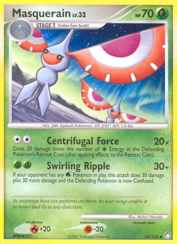 Masquerain (55/123) [Diamond & Pearl: Mysterious Treasures] | Card Merchant Takapuna