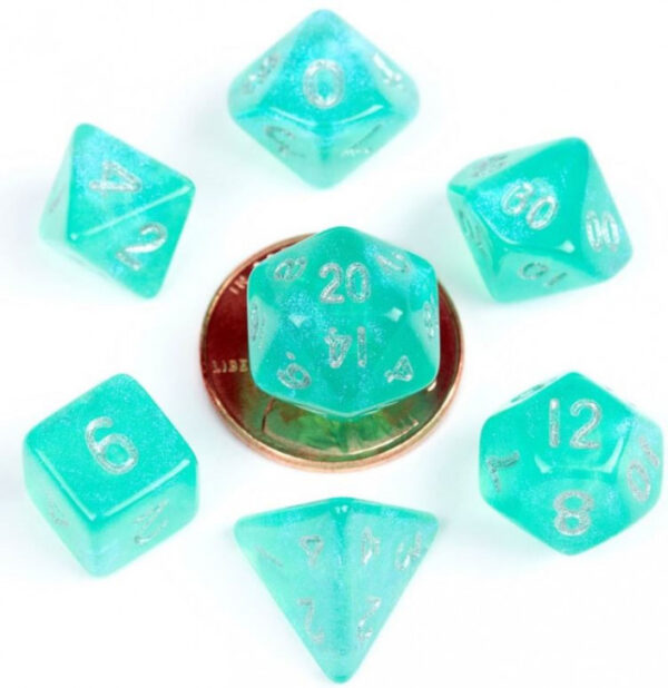 Mini Polyhedral Dice Set: Stardust Teal | Card Merchant Takapuna