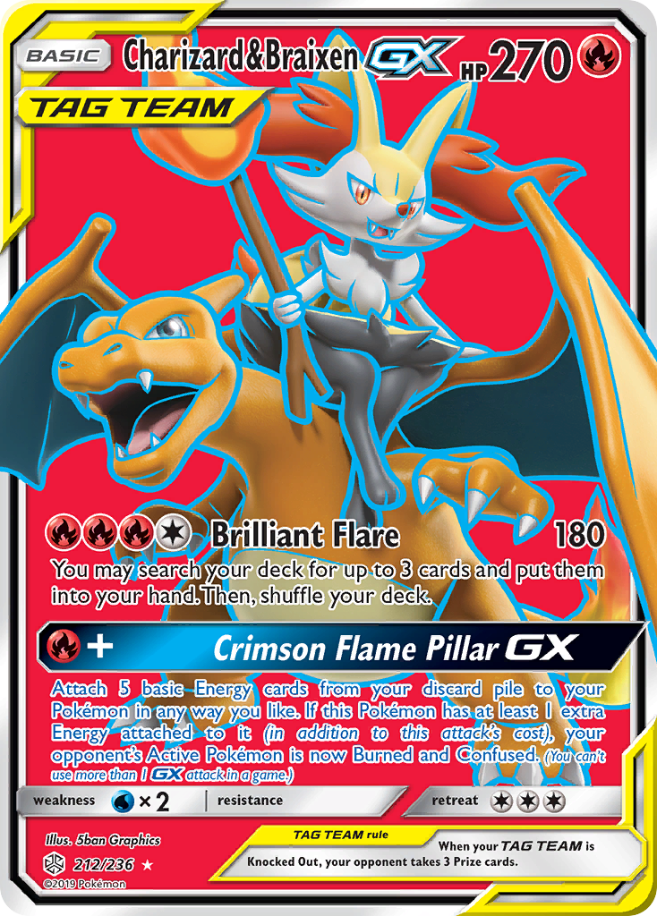 Charizard & Braixen GX (212/236) [Sun & Moon: Cosmic Eclipse] | Card Merchant Takapuna