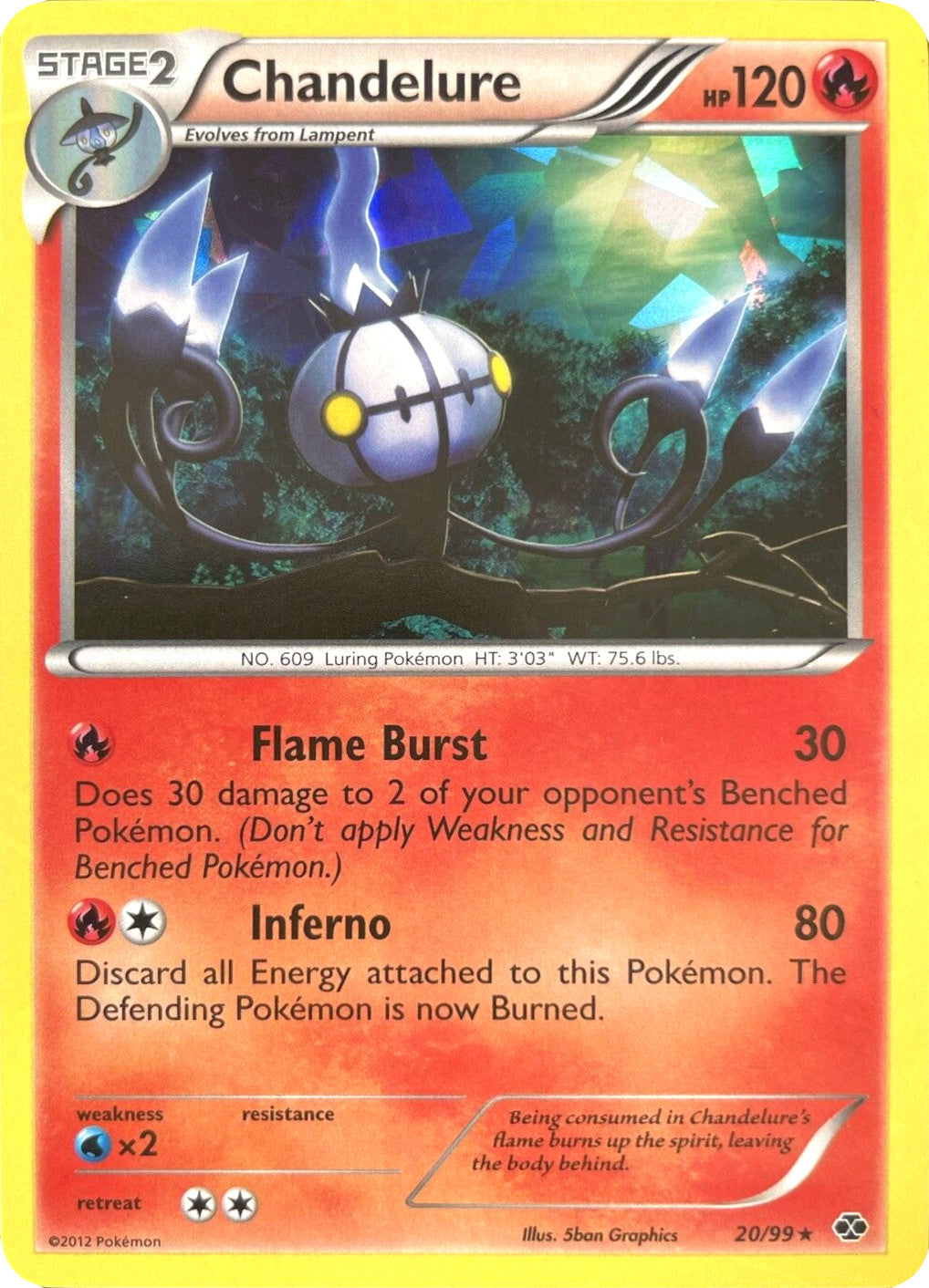 Chandelure (20/99) (Cracked Ice Holo) [Black & White: Next Destinies] | Card Merchant Takapuna