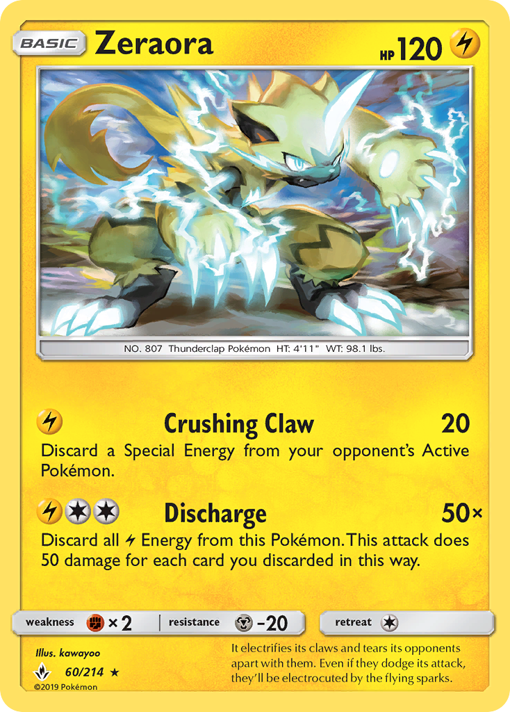 Zeraora (60/214) [Sun & Moon: Unbroken Bonds] | Card Merchant Takapuna