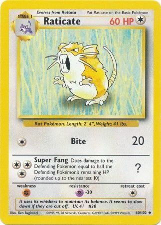 Raticate (40/102) [Base Set Unlimited] | Card Merchant Takapuna