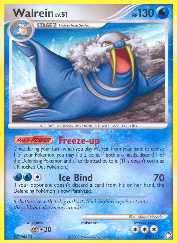 Walrein (39/123) [Diamond & Pearl: Mysterious Treasures] | Card Merchant Takapuna