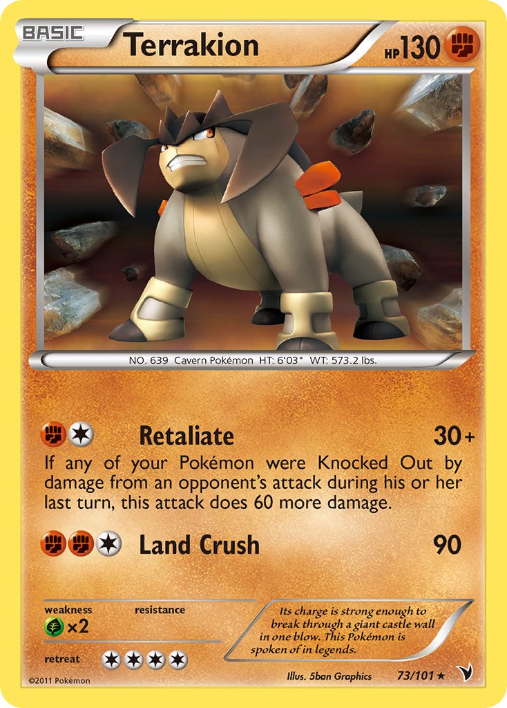 Terrakion (73/101) (Cosmos Holo) (Blister Exclusive) [Black & White: Noble Victories] | Card Merchant Takapuna