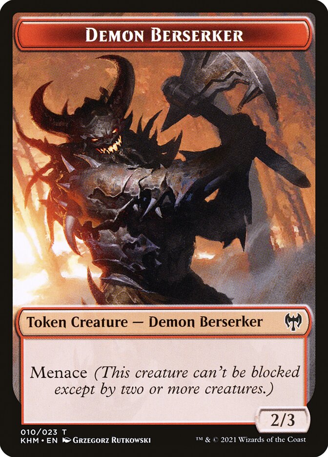 Dwarf Berserker // Demon Berserker Double-Sided Token [Kaldheim Tokens] | Card Merchant Takapuna