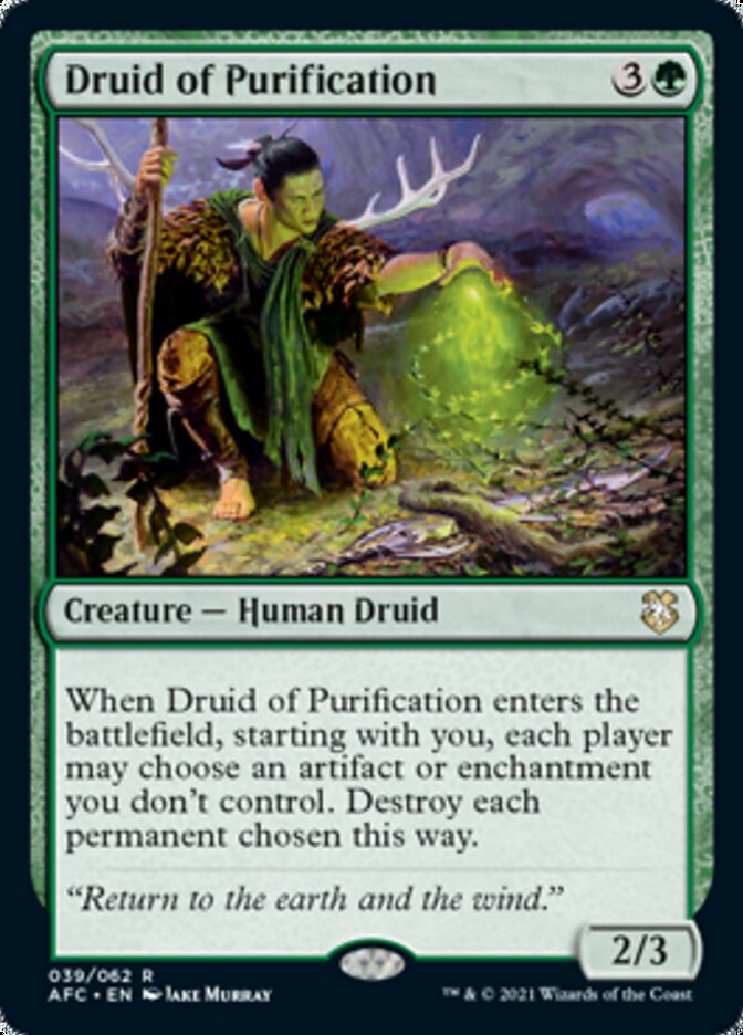 Druid of Purification [Dungeons & Dragons: Adventures in the Forgotten Realms Commander] | Card Merchant Takapuna