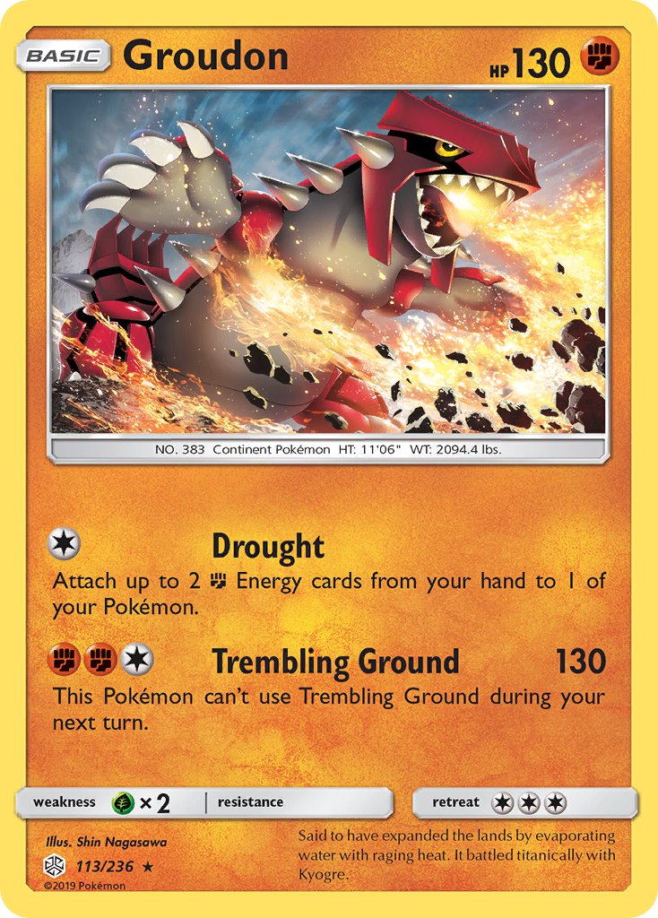 Groudon (113/236) (Cracked Ice Holo) (Theme Deck Exclusive) [Sun & Moon: Cosmic Eclipse] | Card Merchant Takapuna