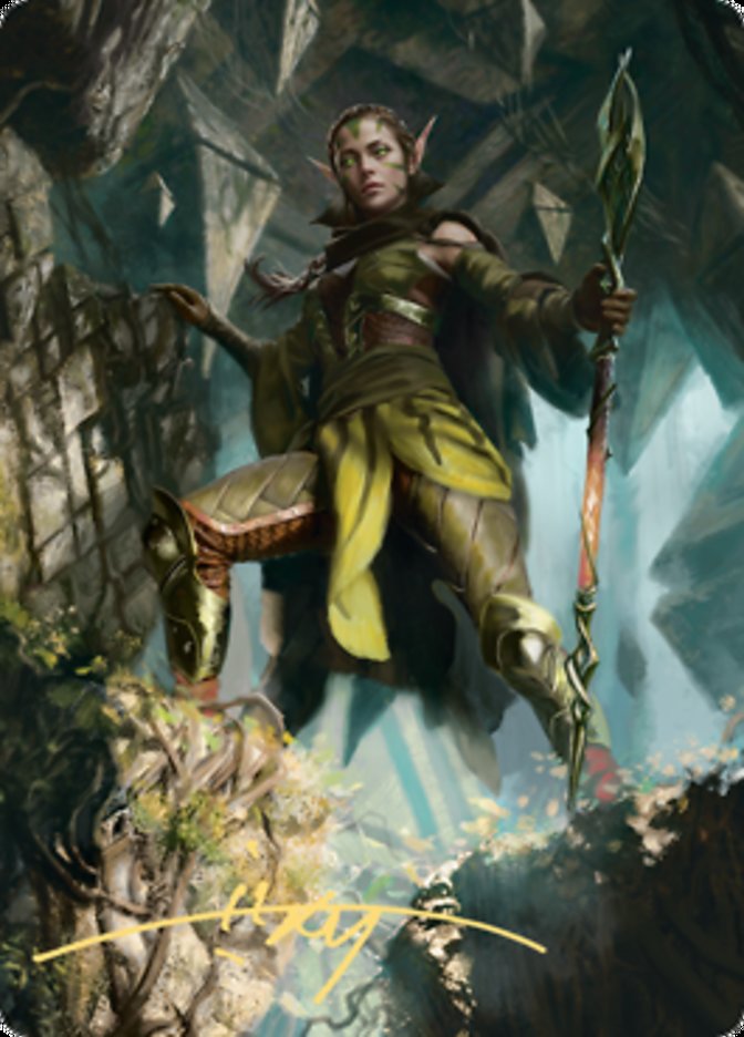 Nissa of Shadowed Boughs 1 Art Card (Gold-Stamped Signature) [Zendikar Rising Art Series] | Card Merchant Takapuna