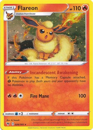 Flareon (026/185) (Cosmos Holo) [Sword & Shield: Vivid Voltage] | Card Merchant Takapuna