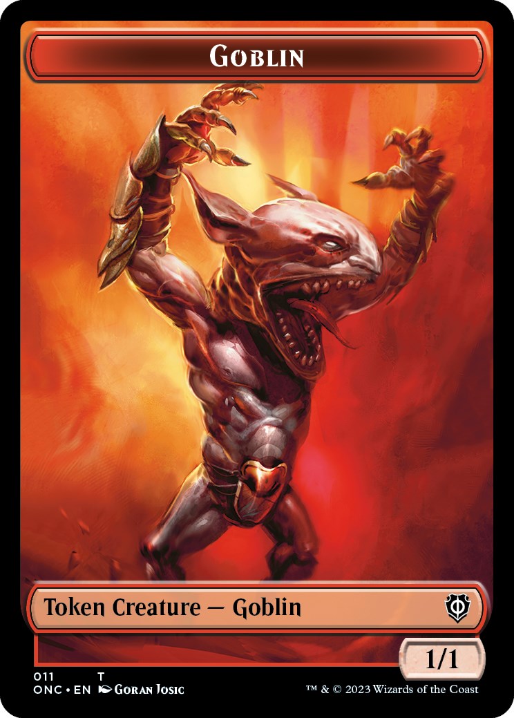 Rebel // Goblin Double-Sided Token [Phyrexia: All Will Be One Commander Tokens] | Card Merchant Takapuna