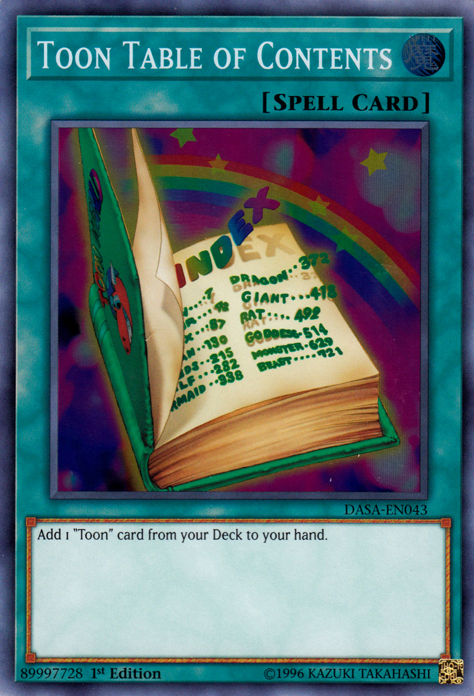 Toon Table of Contents [DASA-EN043] Super Rare | Card Merchant Takapuna