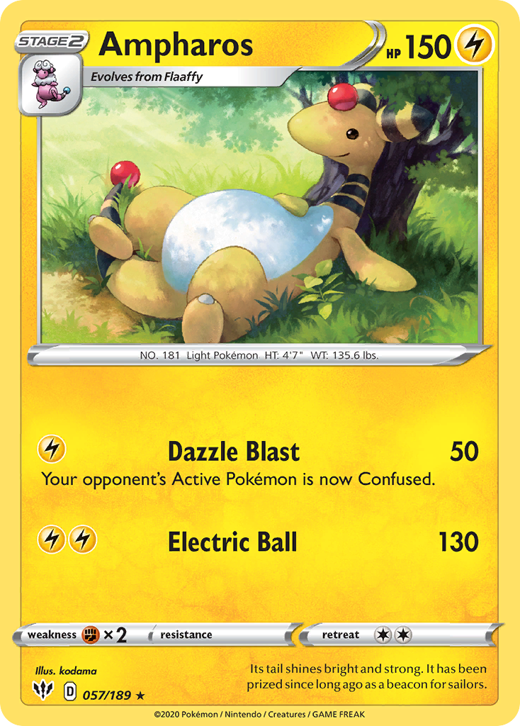 Ampharos (057/189) [Sword & Shield: Darkness Ablaze] | Card Merchant Takapuna