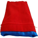 Dice Bag Large Red Velvet with Blue Satin Lining | Card Merchant Takapuna
