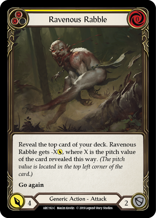 Ravenous Rabble (Yellow) [ARC192-C] (Arcane Rising)  1st Edition Normal | Card Merchant Takapuna