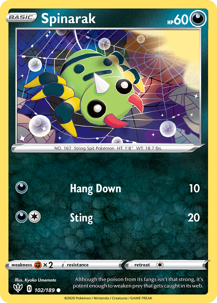 Spinarak (102/189) [Sword & Shield: Darkness Ablaze] | Card Merchant Takapuna