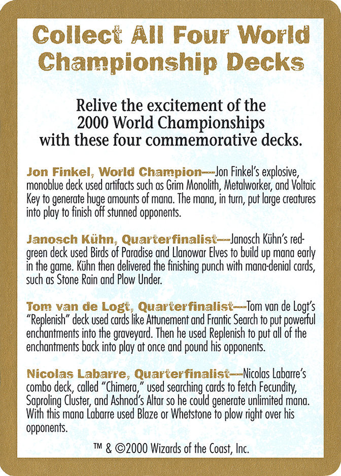 2000 World Championships Ad [World Championship Decks 2000] | Card Merchant Takapuna