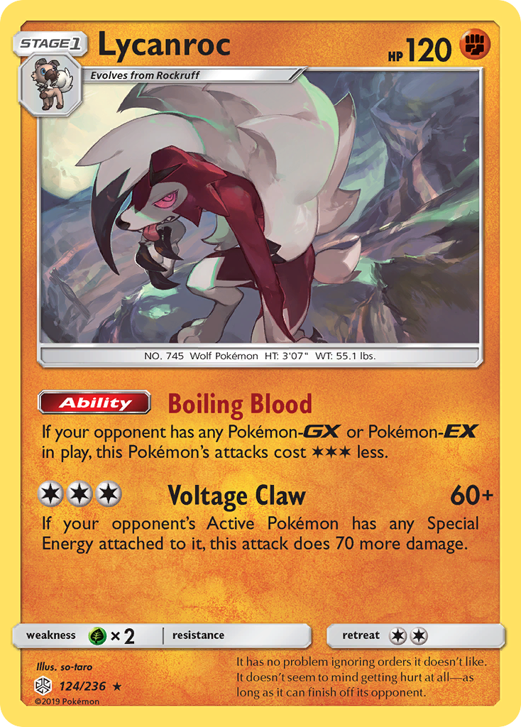 Lycanroc (124/236) [Sun & Moon: Cosmic Eclipse] | Card Merchant Takapuna