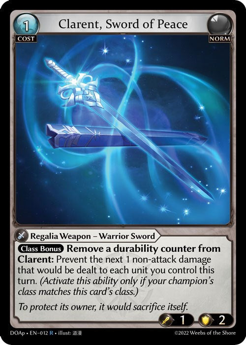 Clarent, Sword of Peace (012) [Dawn of Ashes: Prelude] | Card Merchant Takapuna