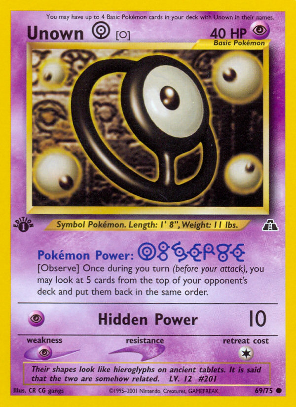 Unown [O] (69/75) [Neo Discovery 1st Edition] | Card Merchant Takapuna