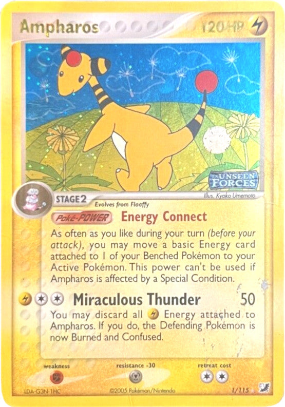 Ampharos (1/115) (Stamped) [EX: Unseen Forces] | Card Merchant Takapuna