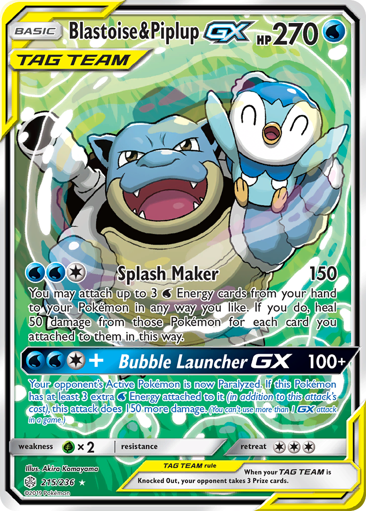 Blastoise & Piplup GX (215/236) [Sun & Moon: Cosmic Eclipse] | Card Merchant Takapuna